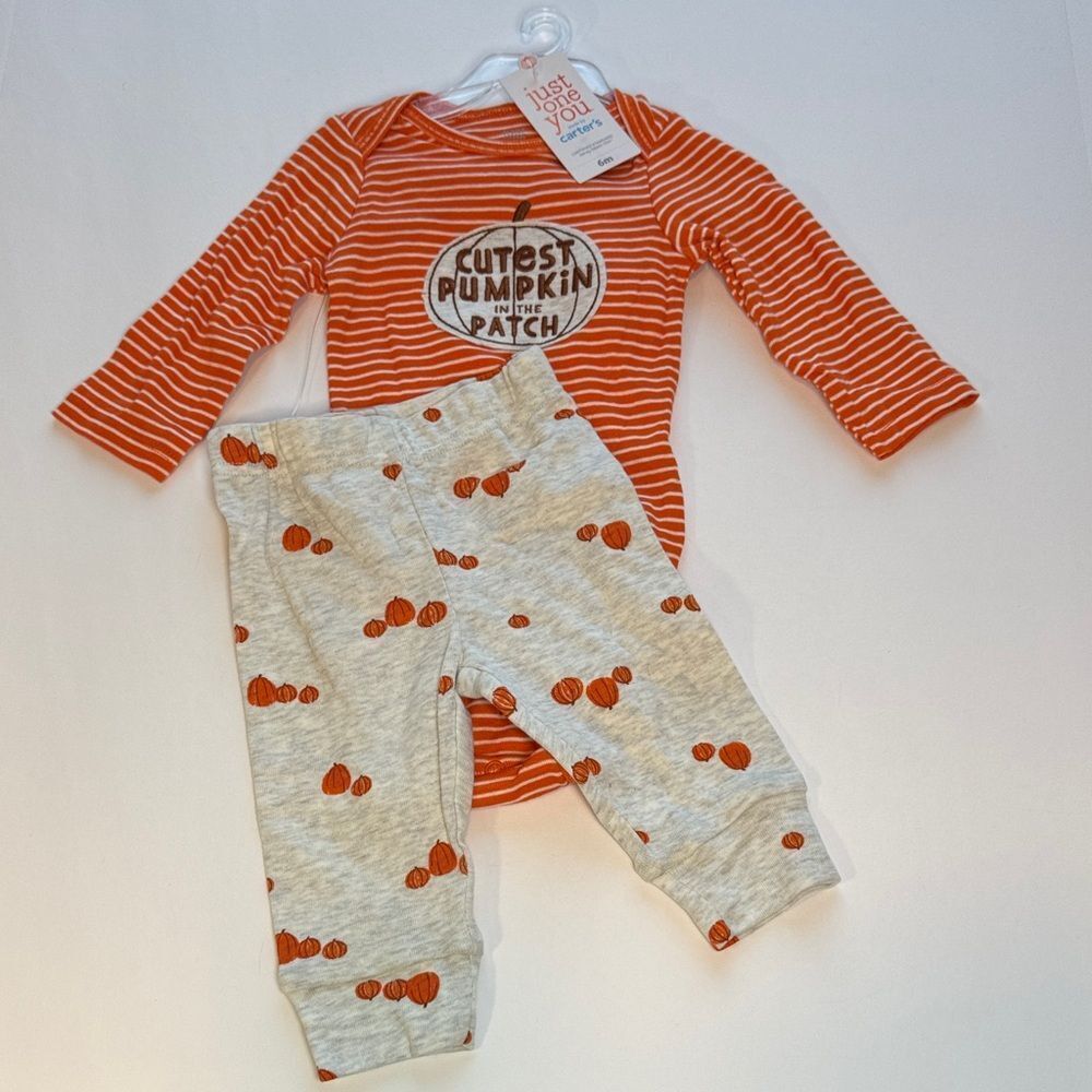 Carter's Pumpkin Print Baby 2-Piece Set Outfit Size 6 Months